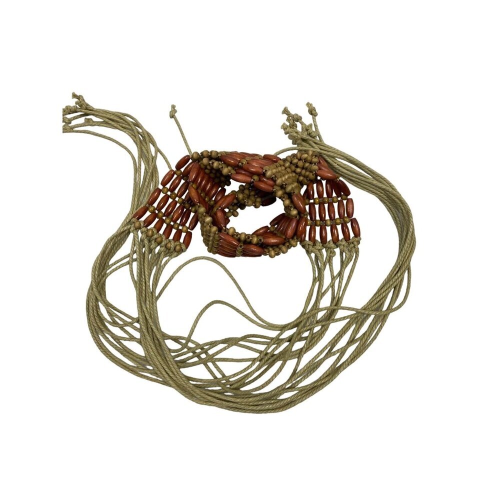 Boho‎ Beaded Belt Womens Brown festival Fringe Strings vacation Casual Prairie
